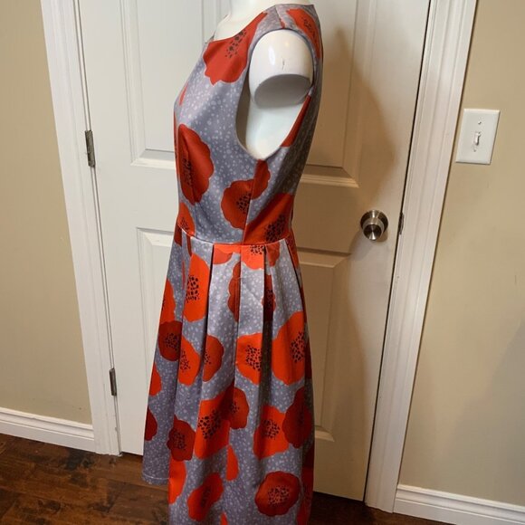 Dear Creatures Silver Red Poppy Sleeveless Fit & Flare Dress, Size S - Picture 3 of 5